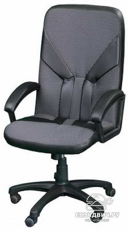 Кресло "Ньютон" (Ткань серая треплиров/Кожзам чёрный/Пластик) А-Ф2