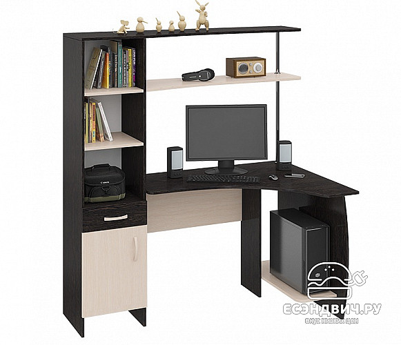 Стол компьютерный угловой stand" City" (Венге Цаво/Дуб Молочный)Esandwich-ТрЯ