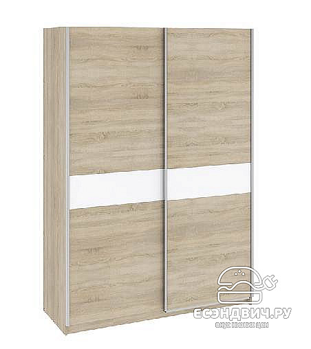 Шкаф-купе 1,56 "Bello" (МДФ)(Дуб Сонома/Белый глянец)-Tr-Лрг