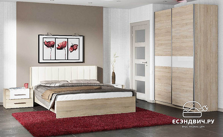 Шкаф-купе 1,56 "Bello" (МДФ)(Дуб Сонома/Белый глянец)-Tr-Лрг