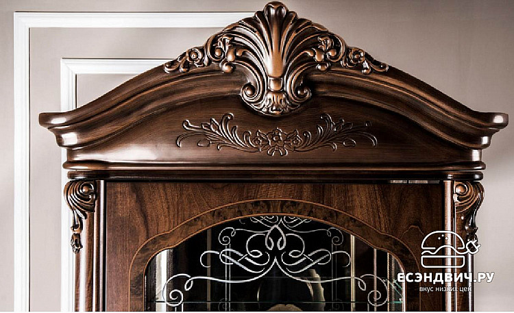 Витрина 0,85 "Медичи" (МДФ) (Орех караваджо/Шелкография/Стекло) UgIL