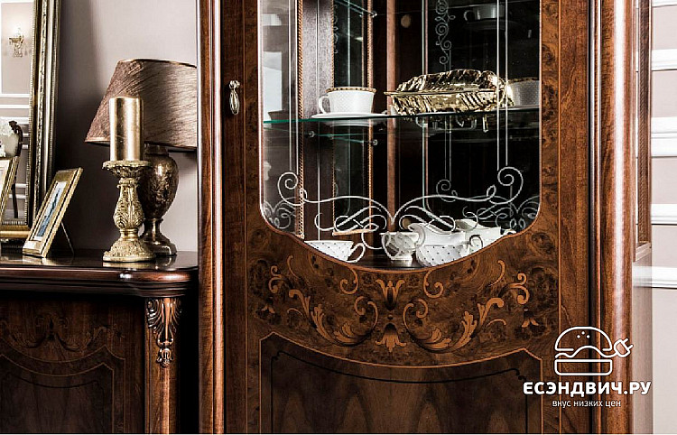 Витрина 0,85 "Медичи" (МДФ) (Орех караваджо/Шелкография/Стекло) UgIL