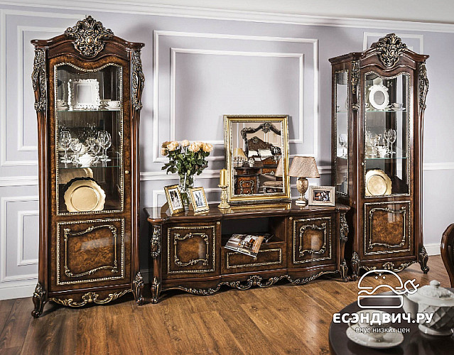 Комод/Тумба ТВ 1,8 "Себастьяно" (МДФ) (Корень дуба глянец/Шелкография) EsandwichUgJk