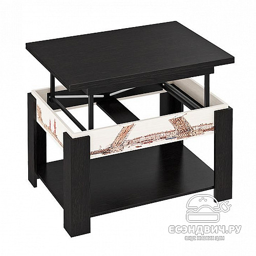 Стол журнальный раздвижной "City" (Венге Цаво/Дуб Молочный с рис.)Esandwich-ТрЯ-Т6