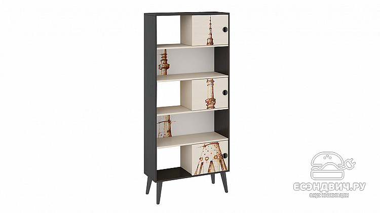 Стеллаж "Vintage" (Венге Цаво/Дуб Молочный с рис.)Esandwich-ТрЯ-11