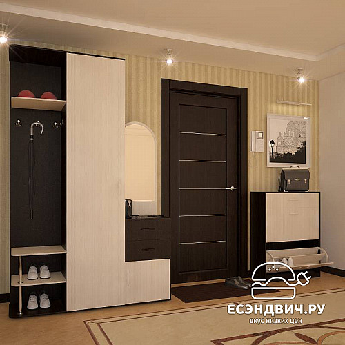 Тумба для обуви 2яр."Вэлкам" (Орех) EsandwichO-01