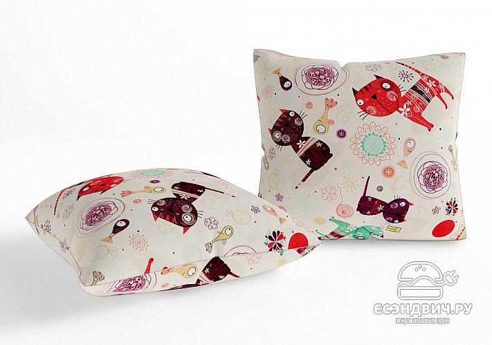 Подушка декор. 42*42 Torta (1шт.) (Микровелюр Cats 01 (SM))