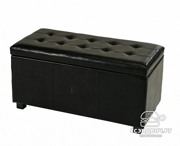 Банкетка с коробом 880x450 "Савой" (Экокожа черная) Mb/2552L