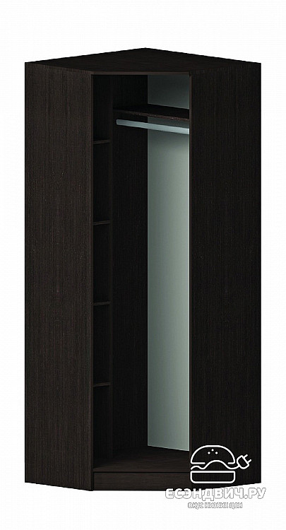 Шкаф угловой "Валенсия" (Венге/Белёный дуб/Зеркало фьюзинг) EsandwichИЦМ-15Шку