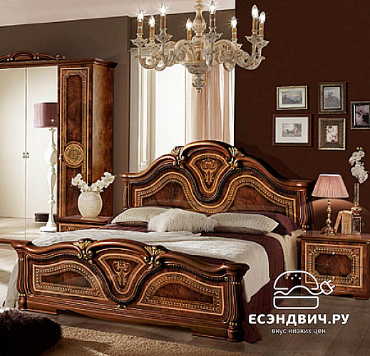 Спальный гарнитур 6 предм.  "Тоскана" (МДФ) (Орех Итальянский/Шелкография) MrGr