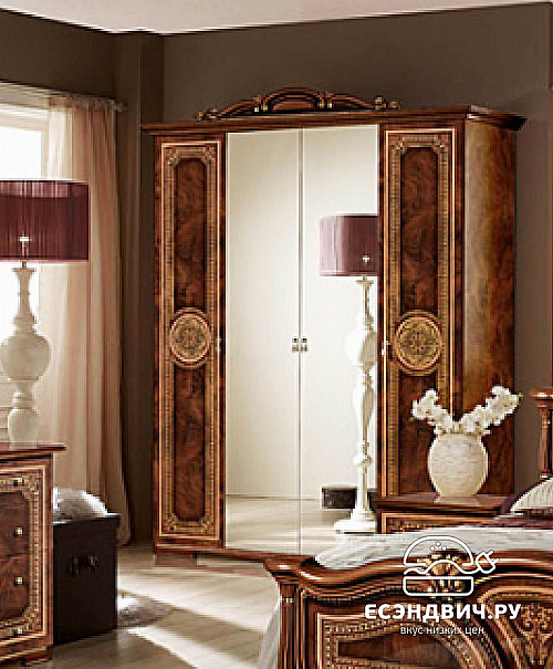 Спальный гарнитур 6 предм.  "Тоскана" (МДФ) (Орех Итальянский/Шелкография) MrGr