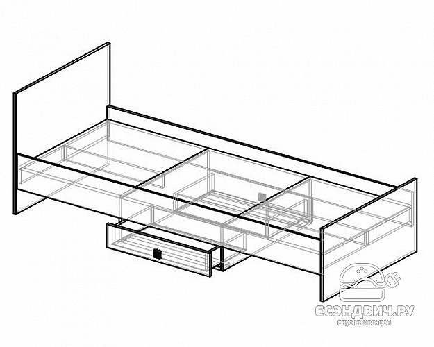 Кровать 800 с ящ. "Дженни" (Ясень шимо светлый/Дуб французский) D/J