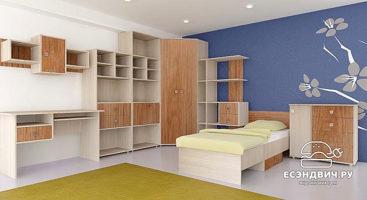 Кровать 800 с ящ. "Дженни" (Ясень шимо светлый/Дуб французский) D/J