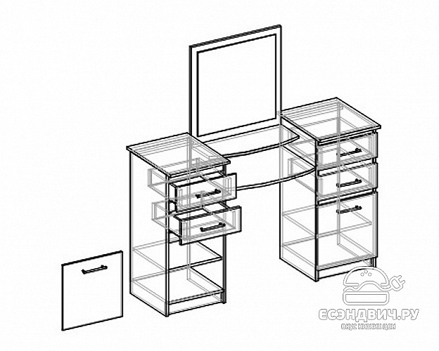 Стол косметический "Оливия" (Анкор темный/Анкор белый) D/Vn
