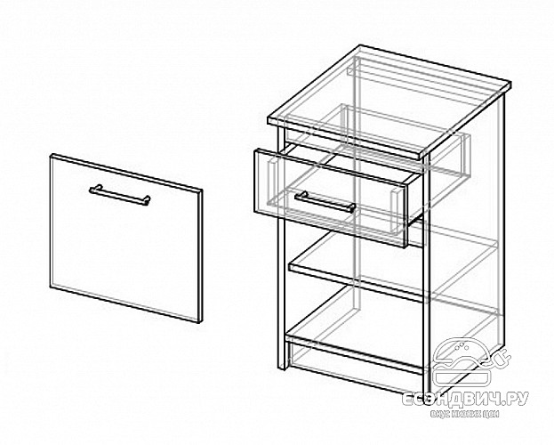 Тумба прикроватная прав. "Оливия" (Анкор темный/Анкор белый) D/Vn