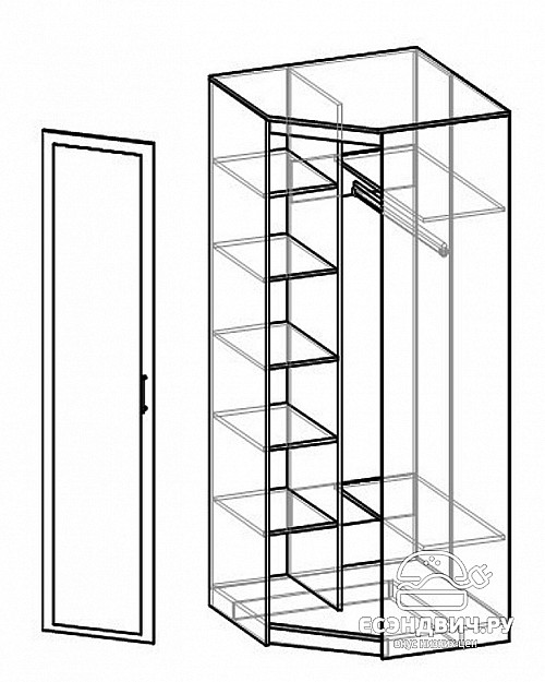 Шкаф угловой "Оливия" (Анкор темный/Анкор белый) D/Vn