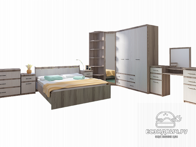 Спальный гарнитур 8 предм. "Оливия" (Анкор темный/Анкор белый) D/Vn