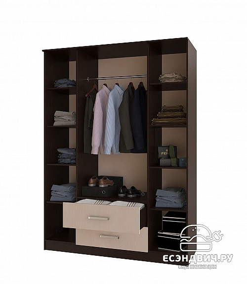 Шкаф 4-х дверный 1,6м comb "Лаки" (Венге/Лоредо) EsandwichBTS