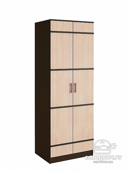 Шкаф 2-х дверный 0,8 "Акура" (Венге/Лоредо) EsandwichBTS