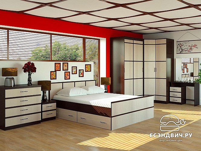 Шкаф-купе 1,14 "Акура" (Венге/Лоредо) EsandwichBTS