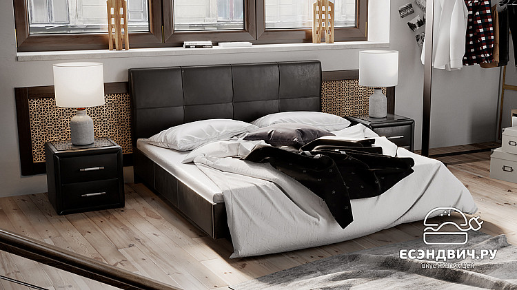 Тумба с мягкой обивкой "Elis" (Искусств.кожа Темная) Em/Es