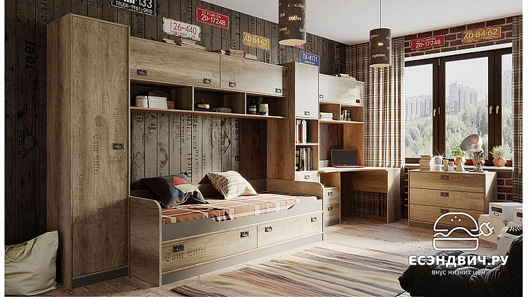 Комод "Adventure" (Дуб Каньон светлый/Фон серый ) Em/Pl