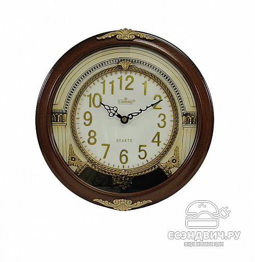 Часы настенные с маятником "Мио" (Полистоун Коричневый с золотом) Mb/8035