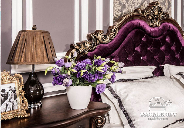 Спальный гарнитур 7 предм. "Дель Корсо" (МДФ) (Корень дуба глянец/Патина/Бархат) UgRs