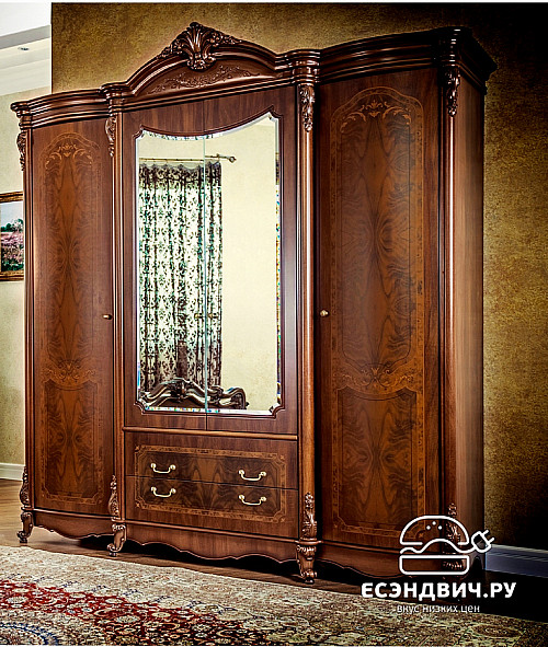 Спальный гарнитур 7 предм. "Медичи" (МДФ) (Орех караваджо/Шелкография) EsandwichUgIl