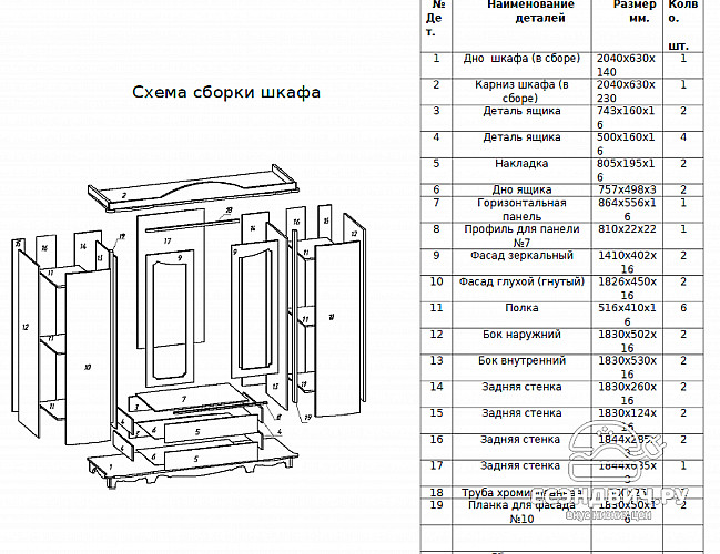 Спальный гарнитур 7 предм. "Дель-Монте" (МДФ) (Крем/Шелкография) EsandwichUgML