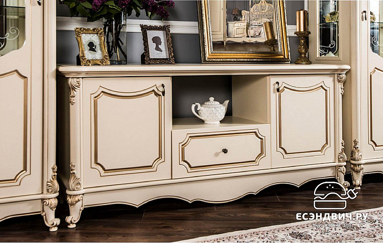 Гостиная 3предм."Дель-Монте" (МДФ) (Крем/Шелкография/Стекло) UgML