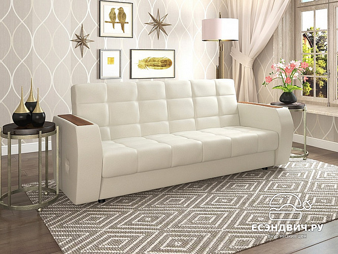 Диван-книжка Шираз (Экокожа Teos Milk (AT)/Экокожа Teos Milk (AT)/МДФ Орех)