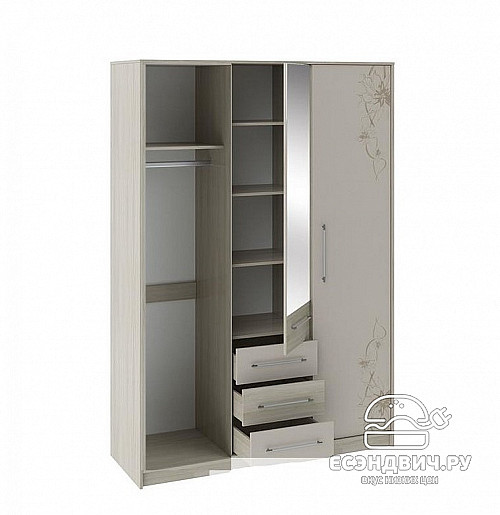 Спальный гарнитур 4 предм."Mishel" (Ясень Шимо/Сатин матовый/Рис.) Em/Ms2