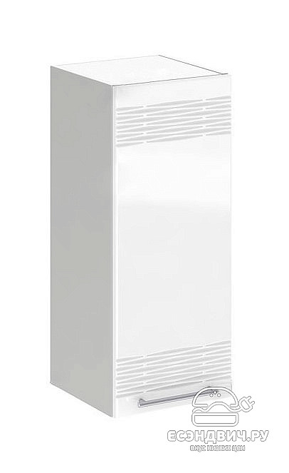 Шкаф 300  decor "Бруско" (МДФ) (Белый глянец) /ИЦMkk/ШВ300