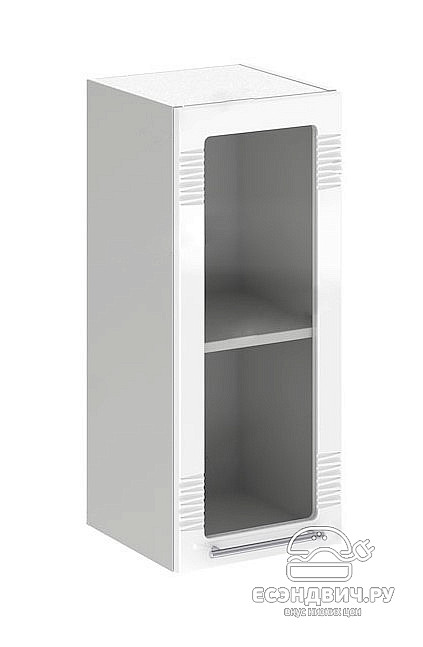 Шкаф 300  decor "Бруско" (МДФ) (Белый глянец/Стекло) /ИЦMkk/ШВС300