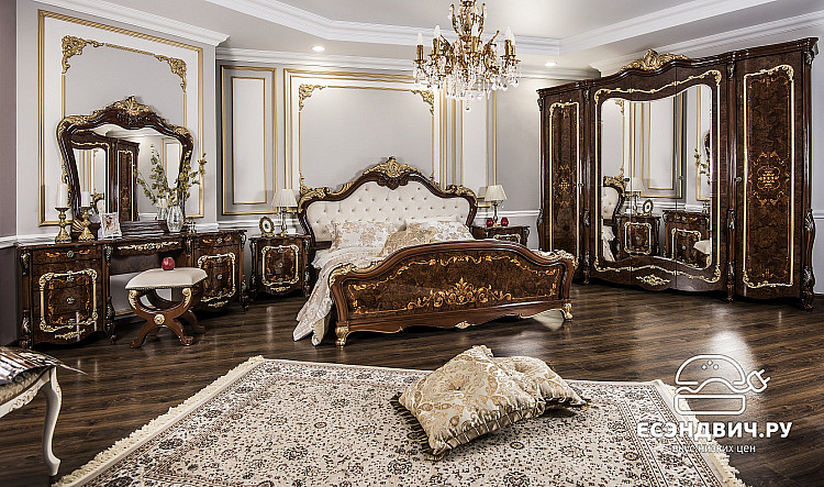 Кровать 1800  "Джованни" (МДФ) (Корень дуба Глянец/Патина/Лак/Шелкография) UgEn