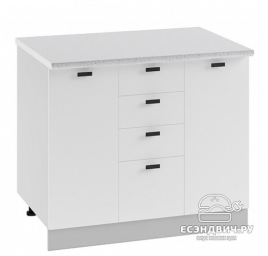 Тумба 1000 4ящ."Чарли" (МДФ) (Белая шагрень) /ИЦSf/ ШНК1000