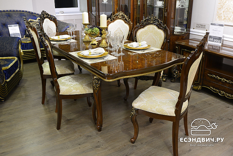 Стол "Себастьяно" (Дерево/ПУ/ППУ) (Корень дуба глянец/Шелкография/Патина/Лак) UgJk