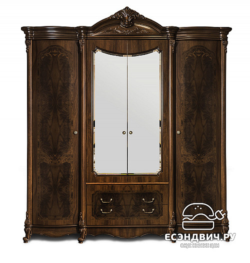 Спальный гарнитур 4 предм. "Медичи" (МДФ) (Орех караваджо/Шелкография/Патина/Лак) UgIl/4