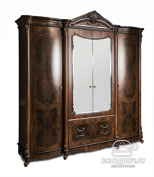 Спальный гарнитур 4 предм. "Медичи" (МДФ) (Орех караваджо/Шелкография/Патина/Лак) UgIl/4
