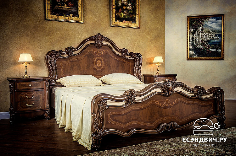 Кровать 1600 "Медичи" (МДФ) (Орех караваджо/Шелкография) UgIl