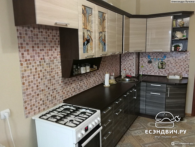 Кухня угловая  3,0/1,5 №2 лев./мойка+сушка "Брушвуд" (Венге/Сер.глянец/Ясень беж.глянец) Esandwich9580