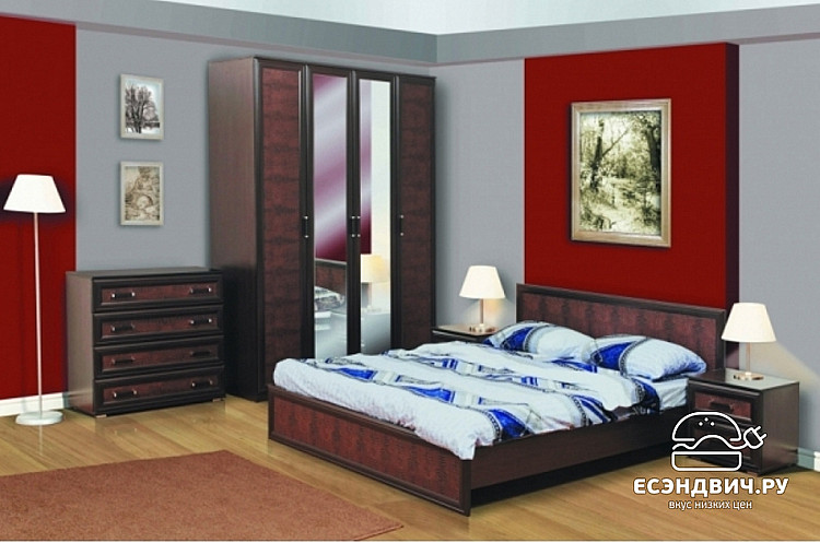 Комод "Mexico" (МДФ)  (Венге/Кожзам. Крок коричневый) Esandwich-ОлВлж