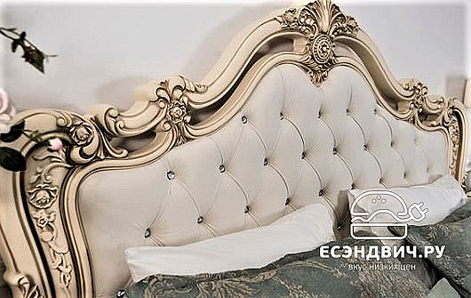 Кровать 1800 "Дель-Монте" (МДФ) (Крем/Бархат/Патина/Лак) UgML