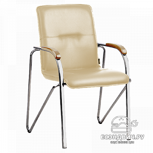 Кресло  "Дэнни"(Иск. Кожа Бежевая/Хром)-Mt/PC-16