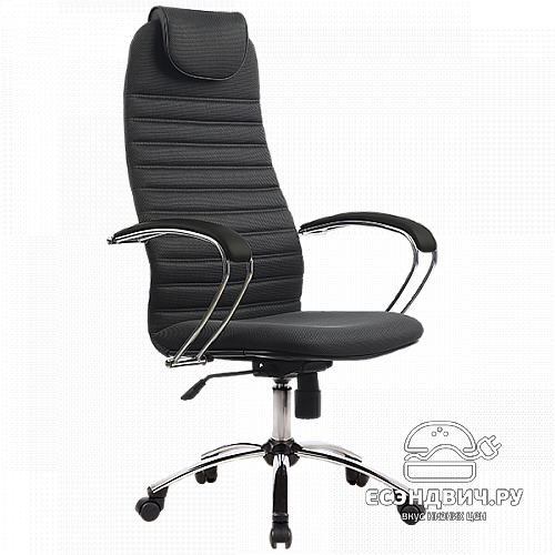 Кресло K "Джаспер" (Ткань-сетка Темно-серая/Хром)-Mt/BK-10