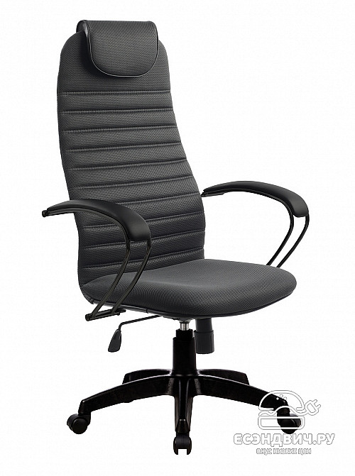 Кресло "Джаспер" (Ткань-сетка Темно-серая/Пластик Черный)-Mt/BP-10