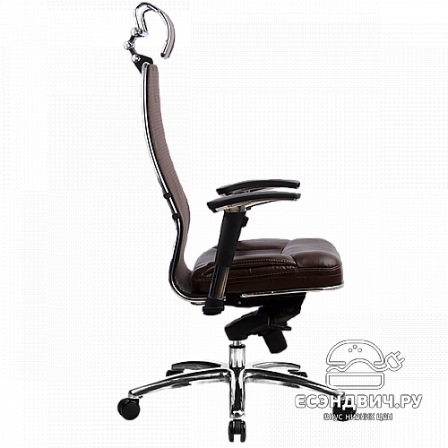 Кресло fold plus "Нэо"(Сетчатая ткань Темно-коричневая/Кожа NewLeather Коричневая/Хром)-Mt/SL-3.02