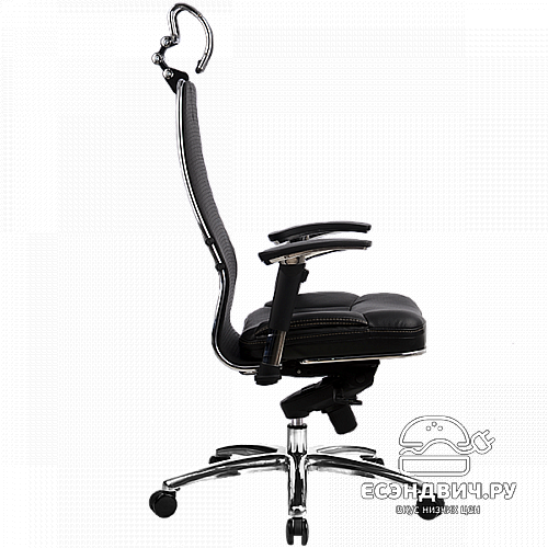 Кресло fold plus "Нэо"(Сетчатая ткань двойная Черная/Кожа NewLeather Черная/Хром)-Mt/SL-3.02