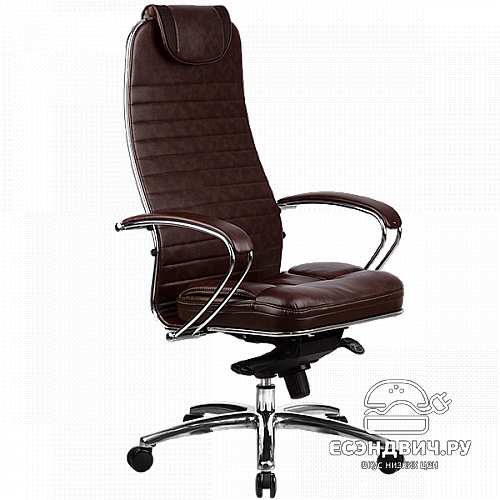 Кресло line plus "Нэо" (Кожа NewLeather Темно-коричневая/Хром)-Mt/KL-1.02